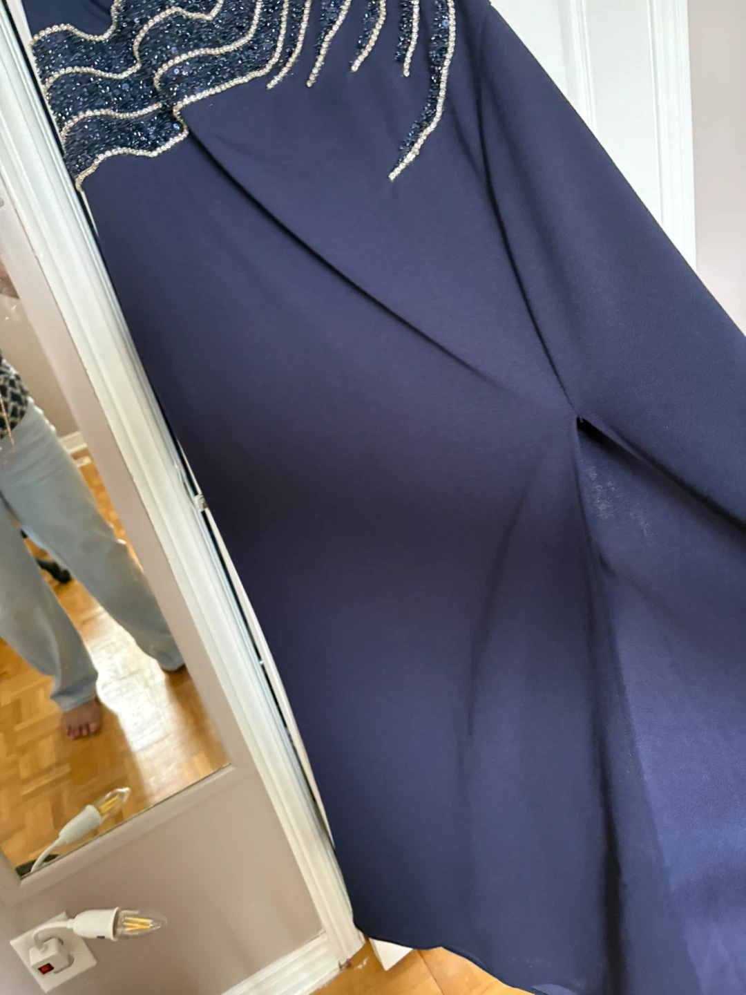 Dark Navy Evening Gown with Sequined Detail - photo 3