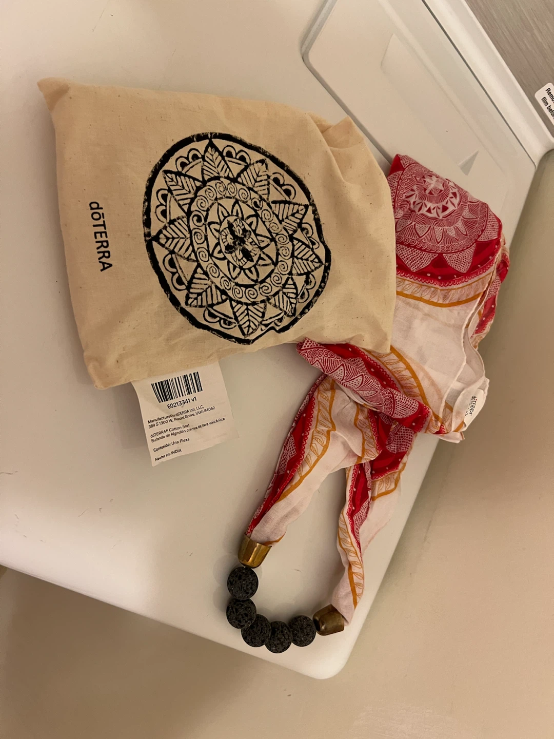 doTERRA Cotton Scarf with Lava Beads