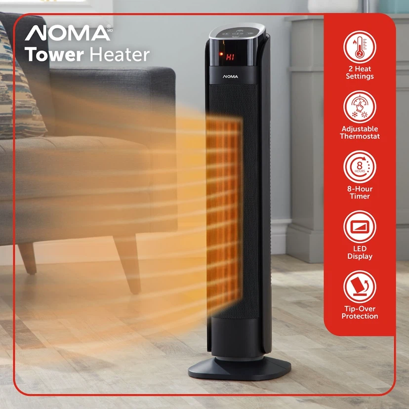 NOMA 30" Oscillating Digital Ceramic Tower Heater - photo 4