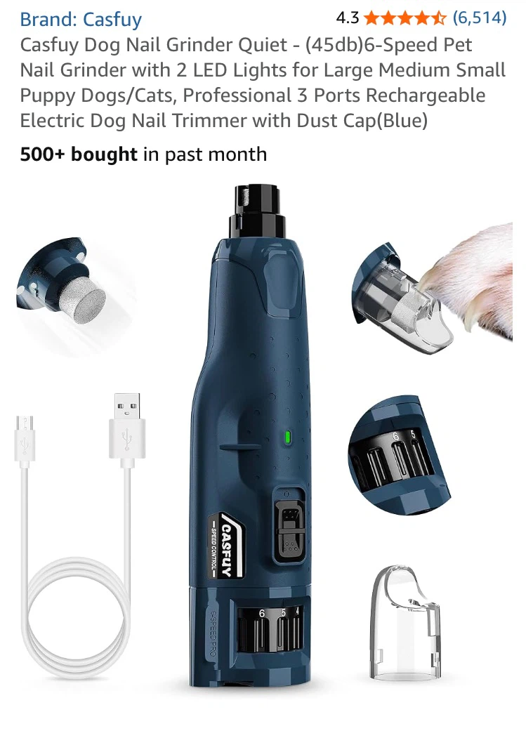 Casfuy 6-Speed Pet Nail Grinder - photo 2