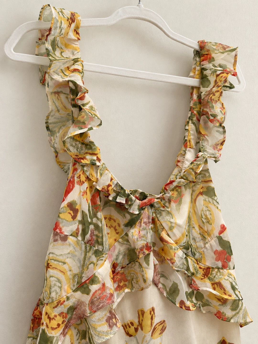 Free People Bali Flora Tea Combo Floral Ruffle Mini Dress Size L - photo 4