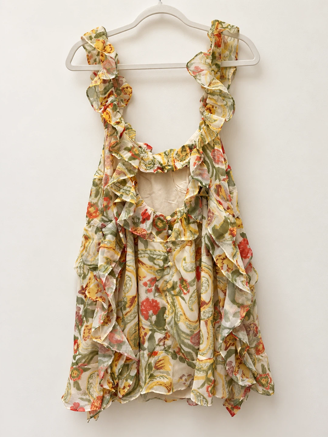 Free People Bali Flora Tea Combo Floral Ruffle Mini Dress Size L - photo 5