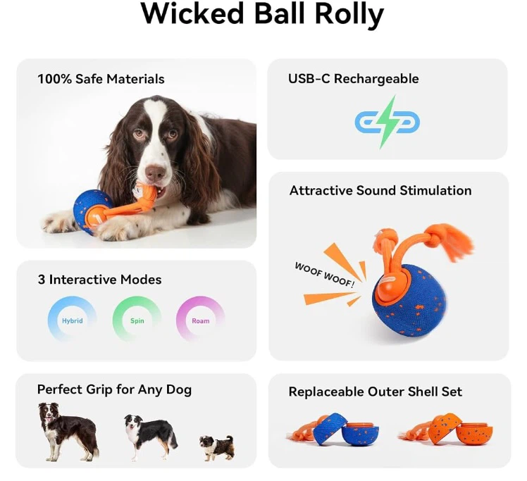 Wicked Ball Rolly Interactive Dog Toy - photo 3