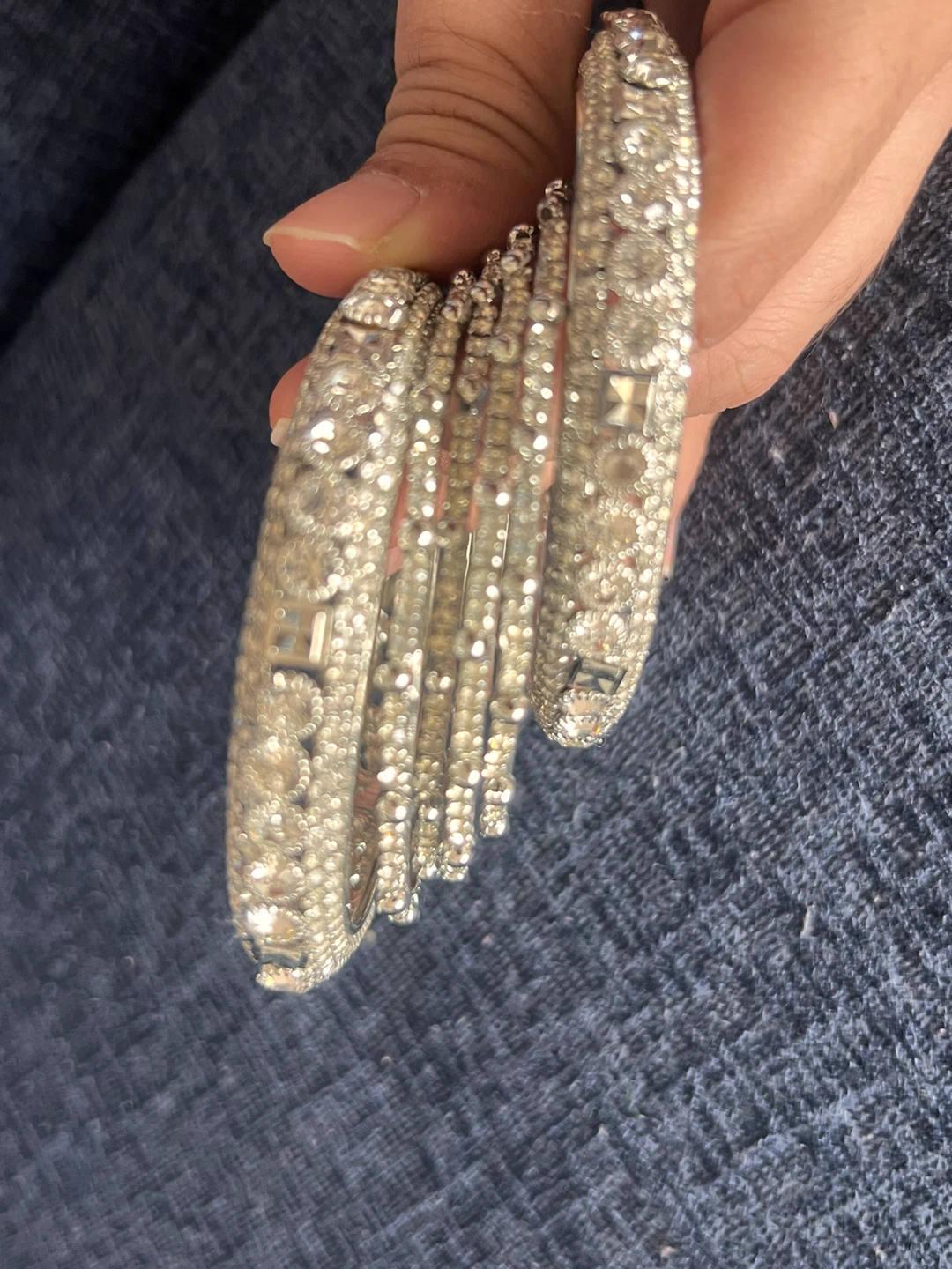 Set of Rhinestone Embellished Bangles(diamond cut) - photo 2