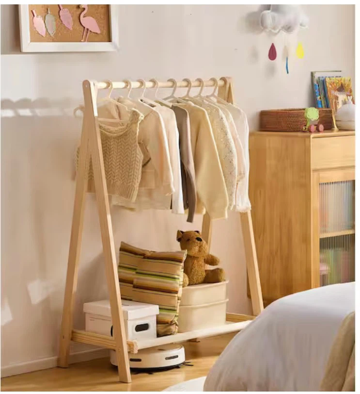 New Wooden Foldable Kids Clothing Rack Dress Up Rack