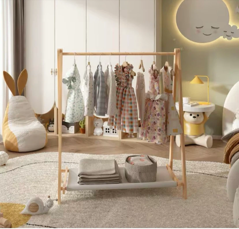 New Wooden Foldable Kids Clothing Rack Dress Up Rack - photo 5