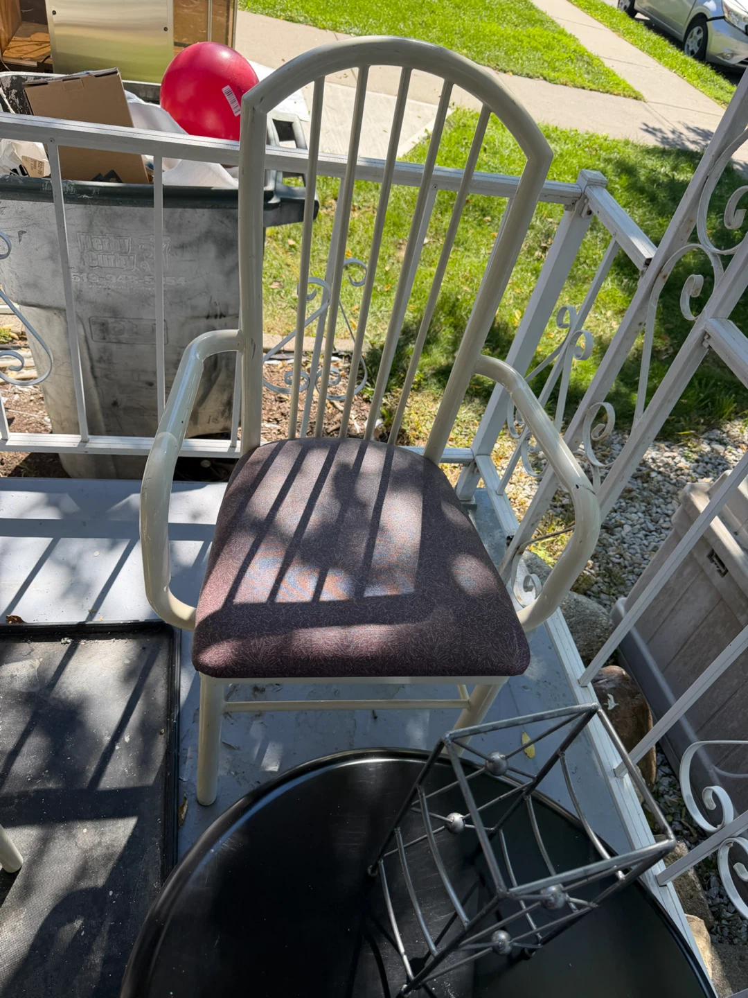 3 metal chairs plus Black Kidney Shaped Coffee Table - photo 5