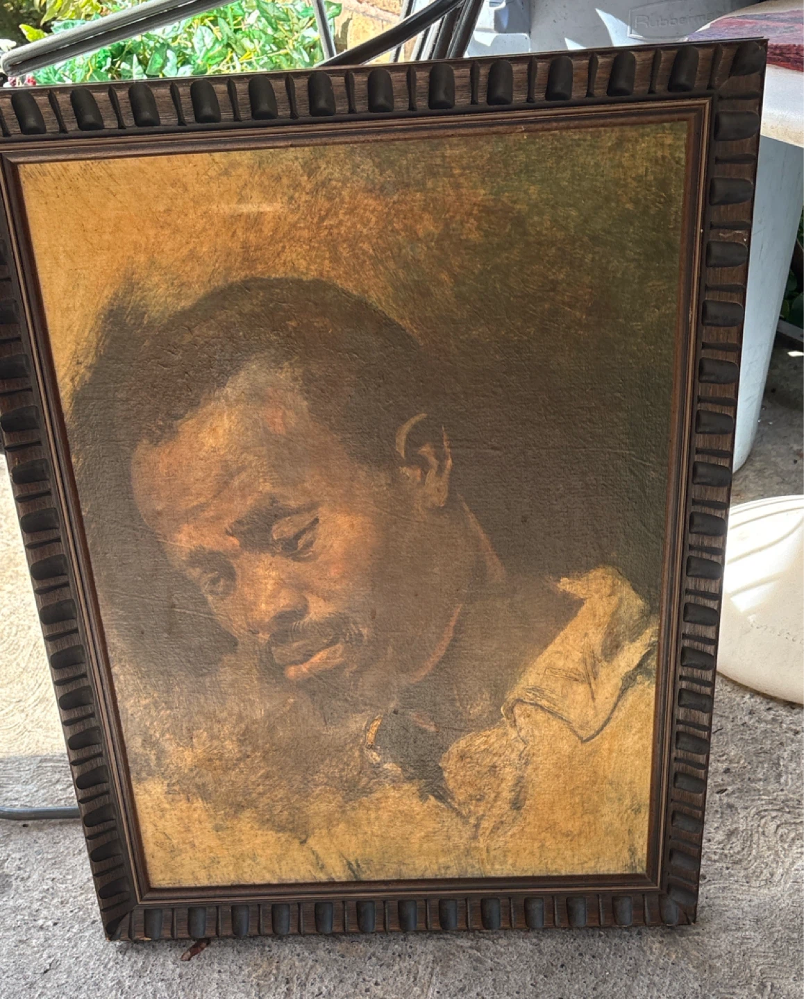 Vintage Riopelle Portrait Oil Painting in Wood Frame - photo 3
