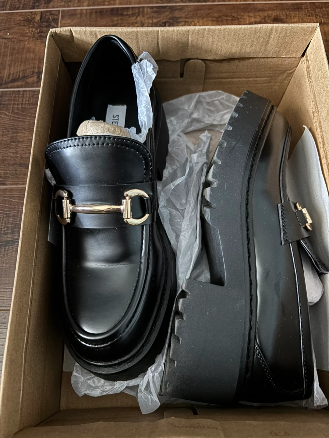 New Steve Madden Black Lug Sole Loafers - photo 2