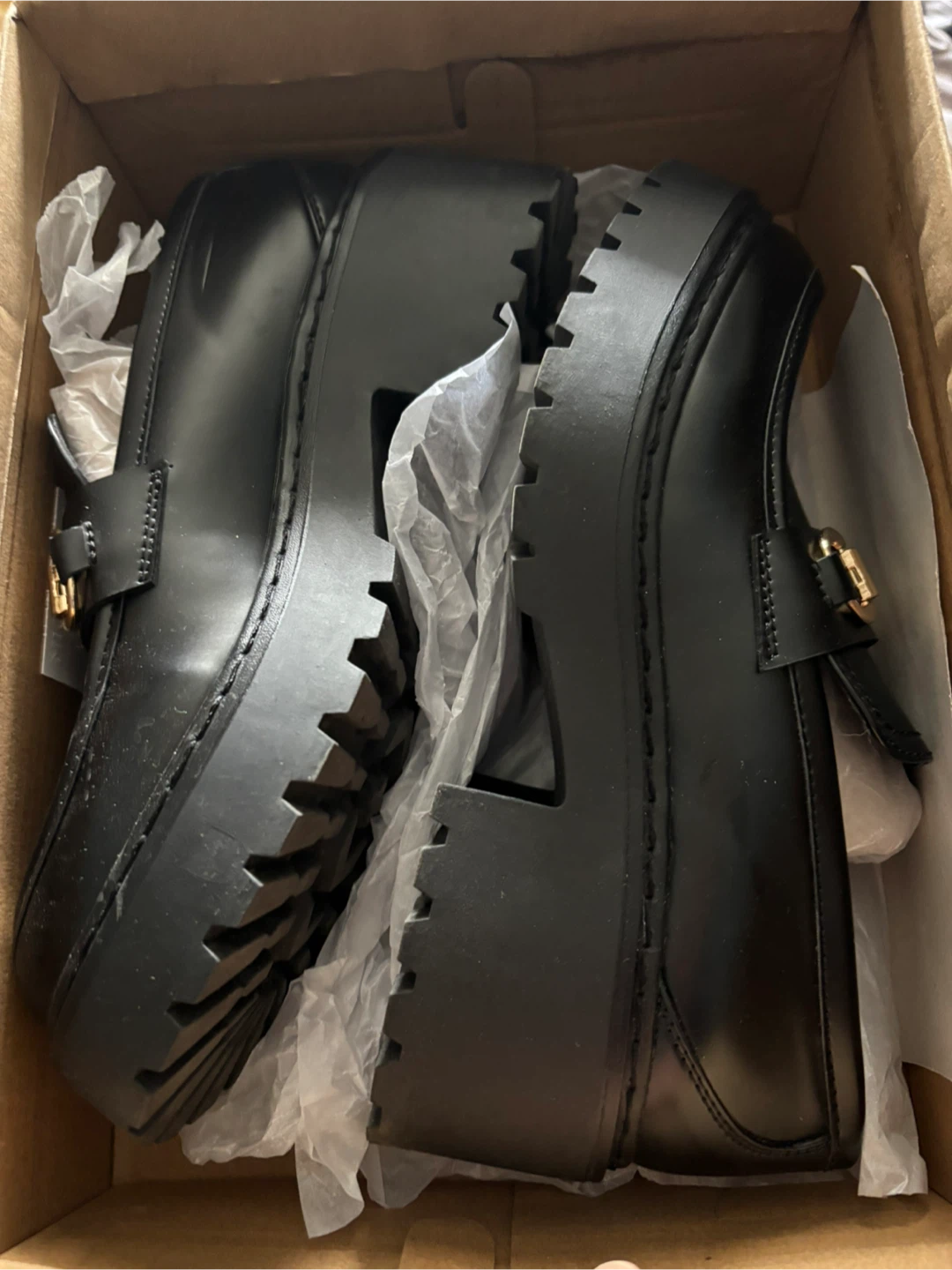 New Steve Madden Black Lug Sole Loafers - photo 3