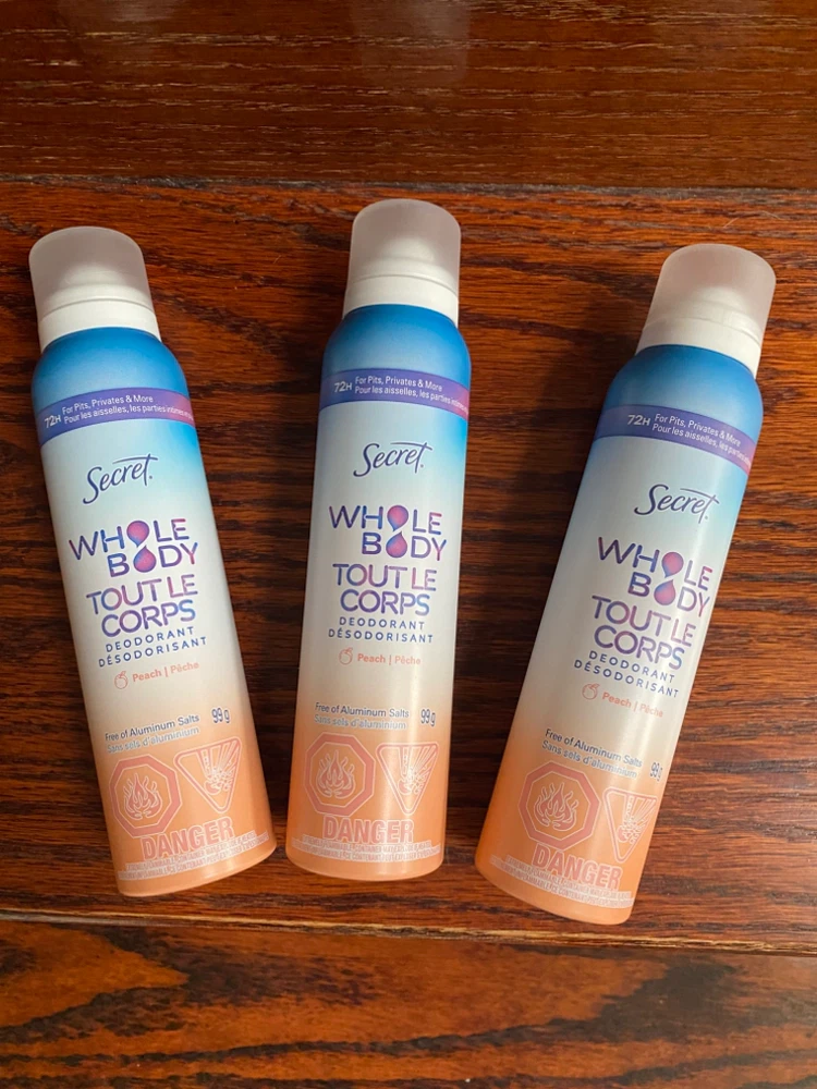 3 x Secret Whole Body Deodorant Spray - Peach & Vanilla