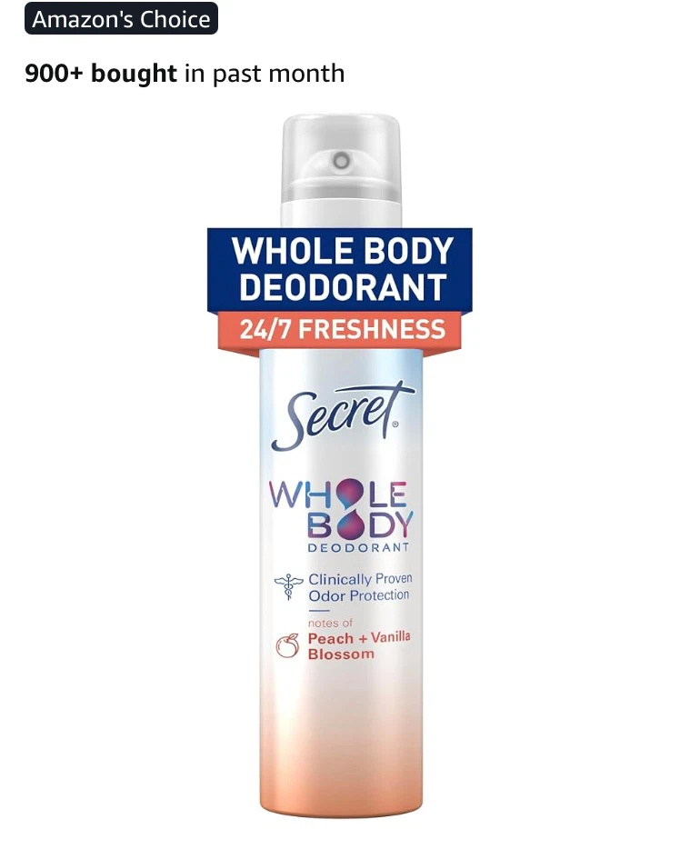 3 x Secret Whole Body Deodorant Spray - Peach & Vanilla - photo 2