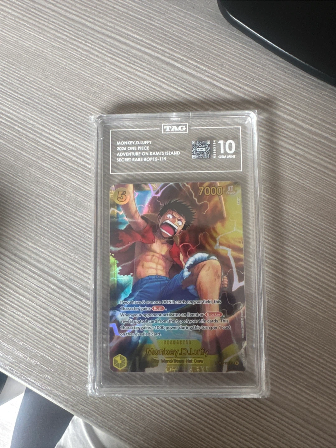 One Piece Monkey D. Luffy Secret Rare Card TAG 10