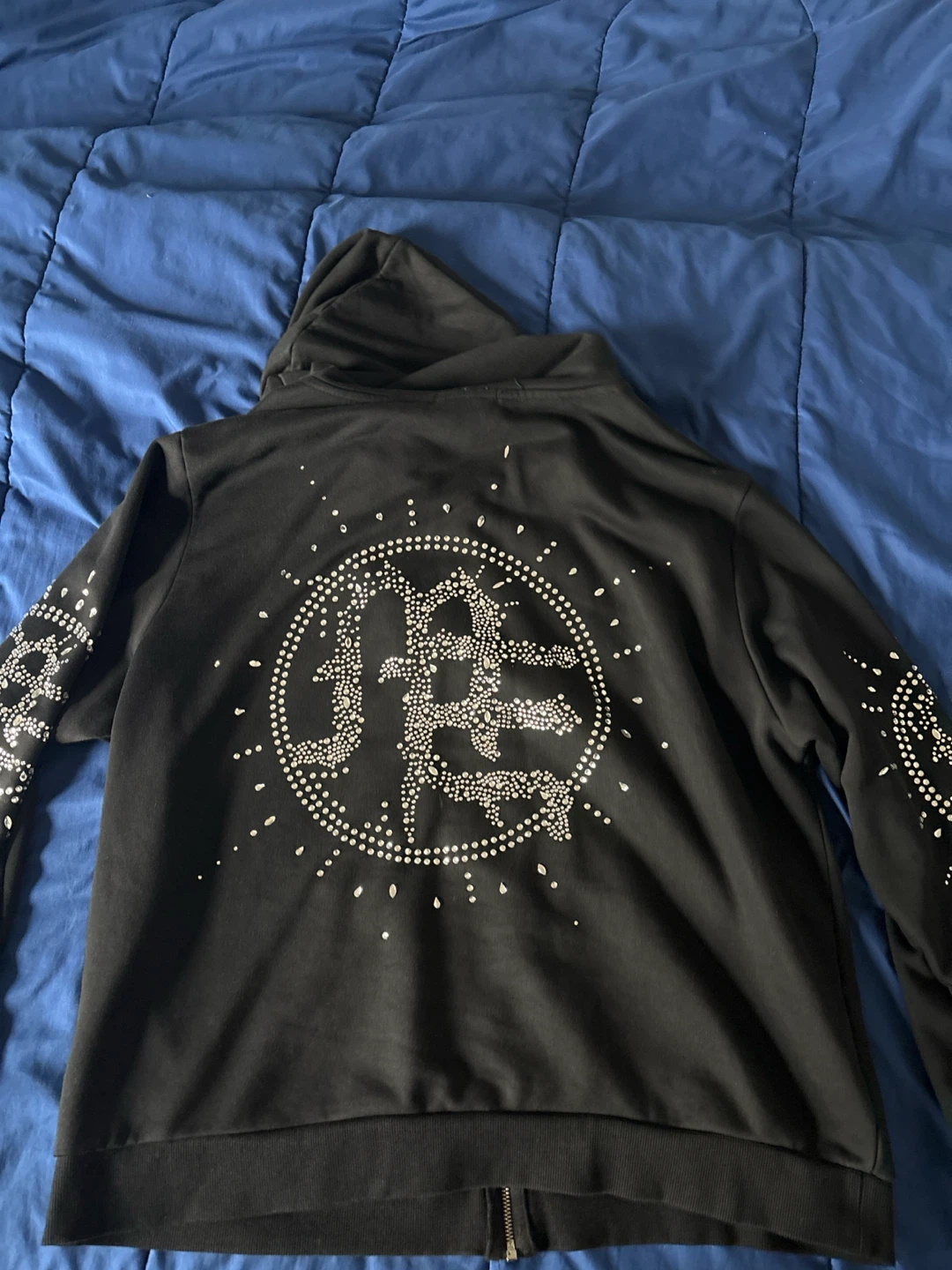 Mixed Motion Rhinestone Zip-Up Hoodie - photo 2