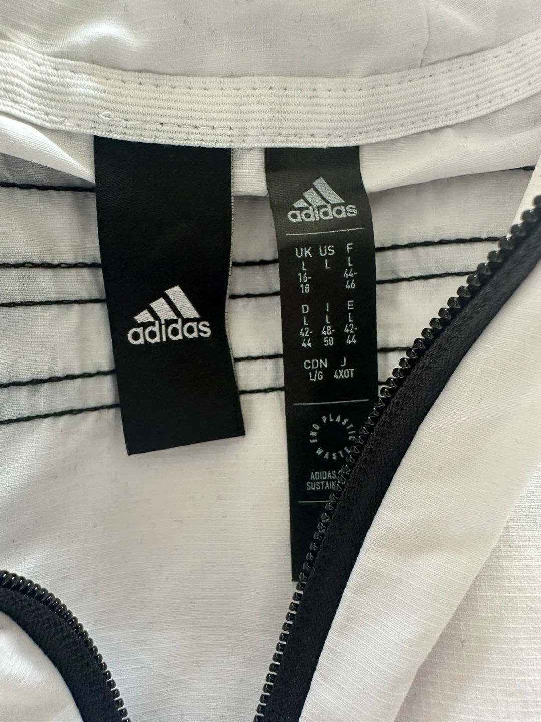 Adidas White Hooded Windbreaker