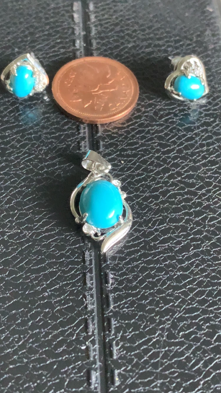 Turquoise heart earring and pendant set