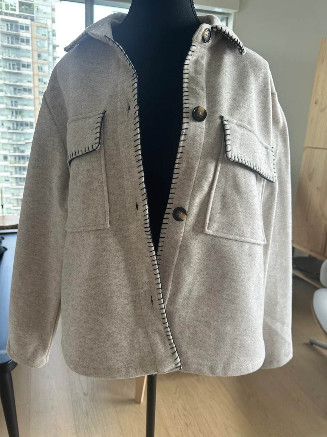 Beachlunchlounge Beige Button-Up Jacket