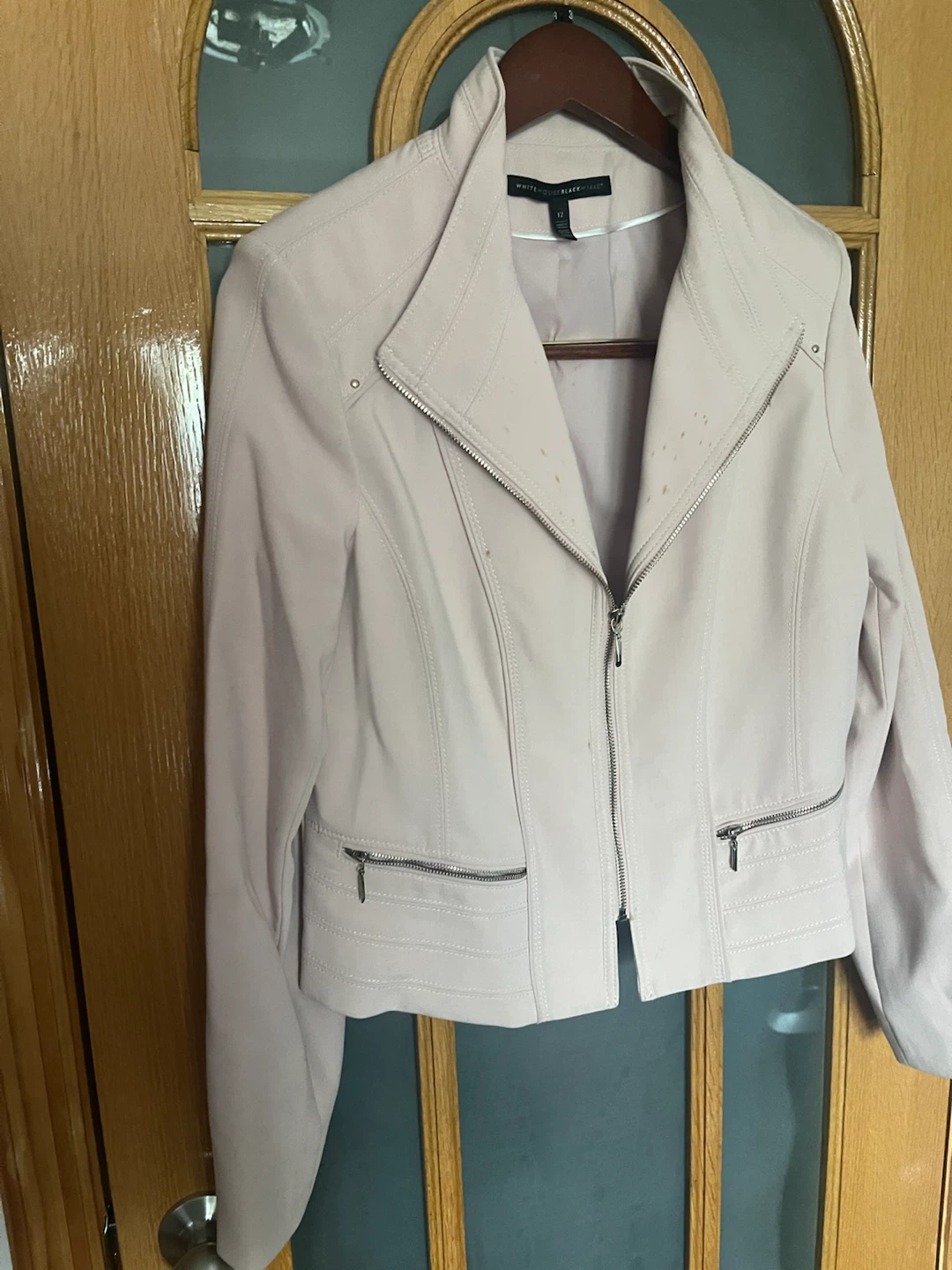 White House Black Market Blush Moto Jacket Size 12