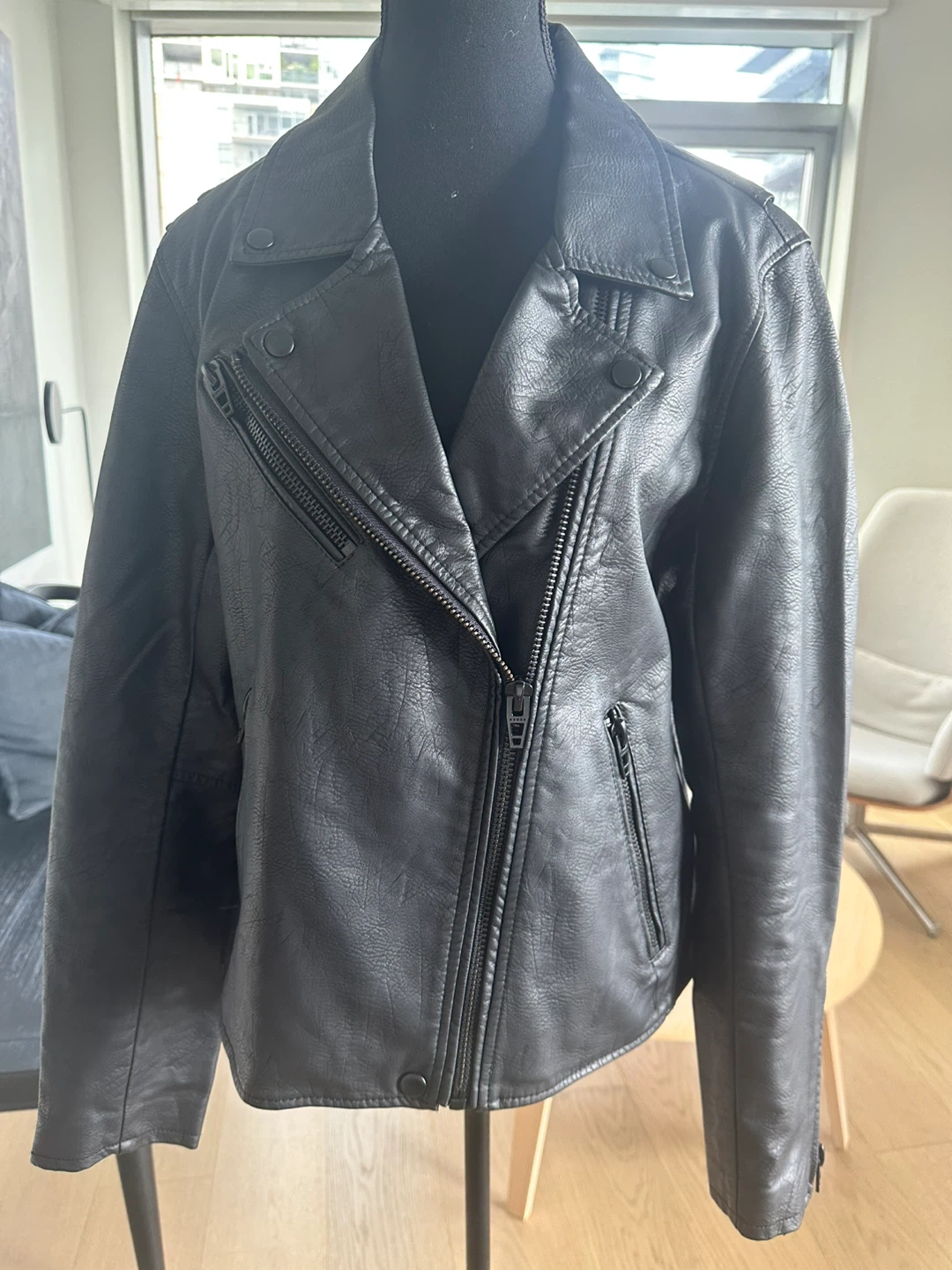 Black Faux Leather Biker Jacket