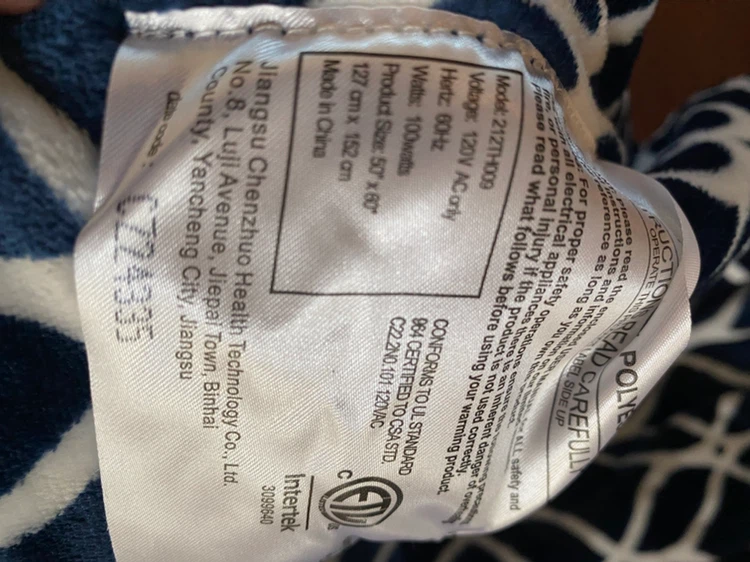 Heated Throw Blanket Navy and White - photo 5