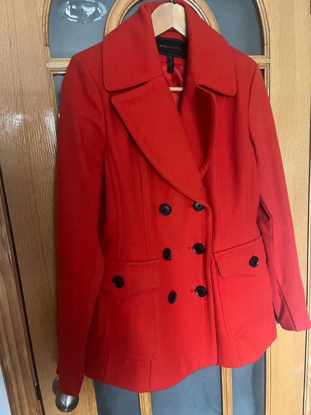 BCBGMAXAZRIA Red Double-Breasted Coat