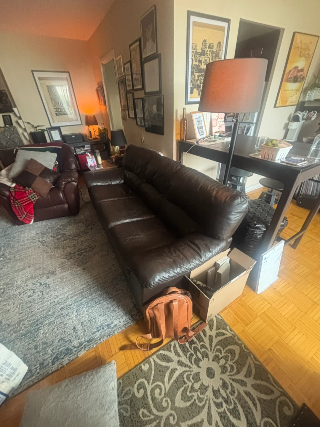 Dark Brown Leather Sofa - photo 2