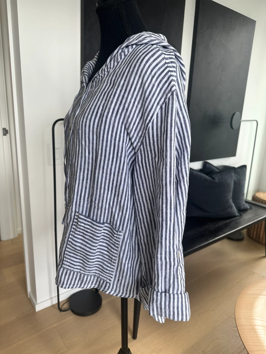 Tahari Striped Linen Hoodie - photo 2