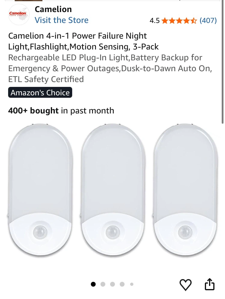 Camelion 4-in-1 Rechargeable LED Night Lights (3 Pack) - photo 5