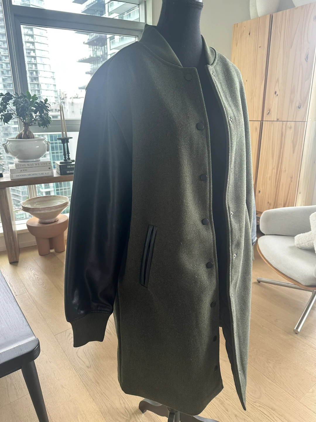 BlankNYC Olive Wool Varsity Coat - photo 3