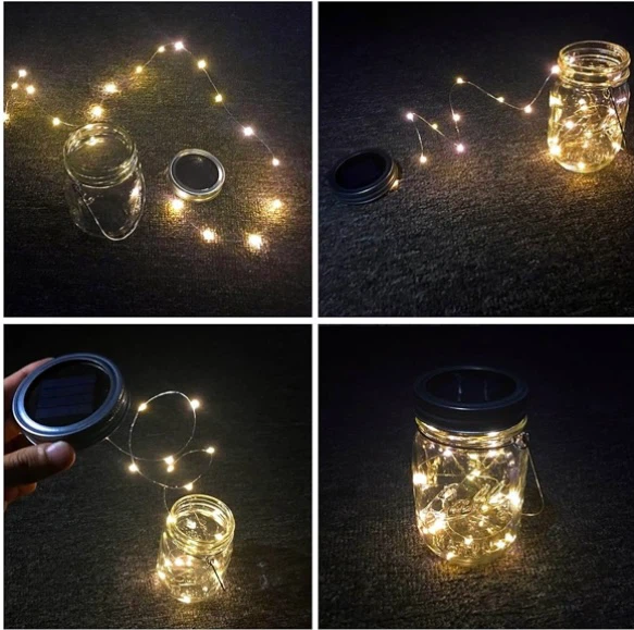 Set of 9 Solar Jar LED String Lights - photo 4