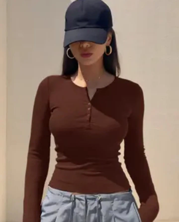 Coffee Long-Sleeve Top - completely new for $10 only (size M)