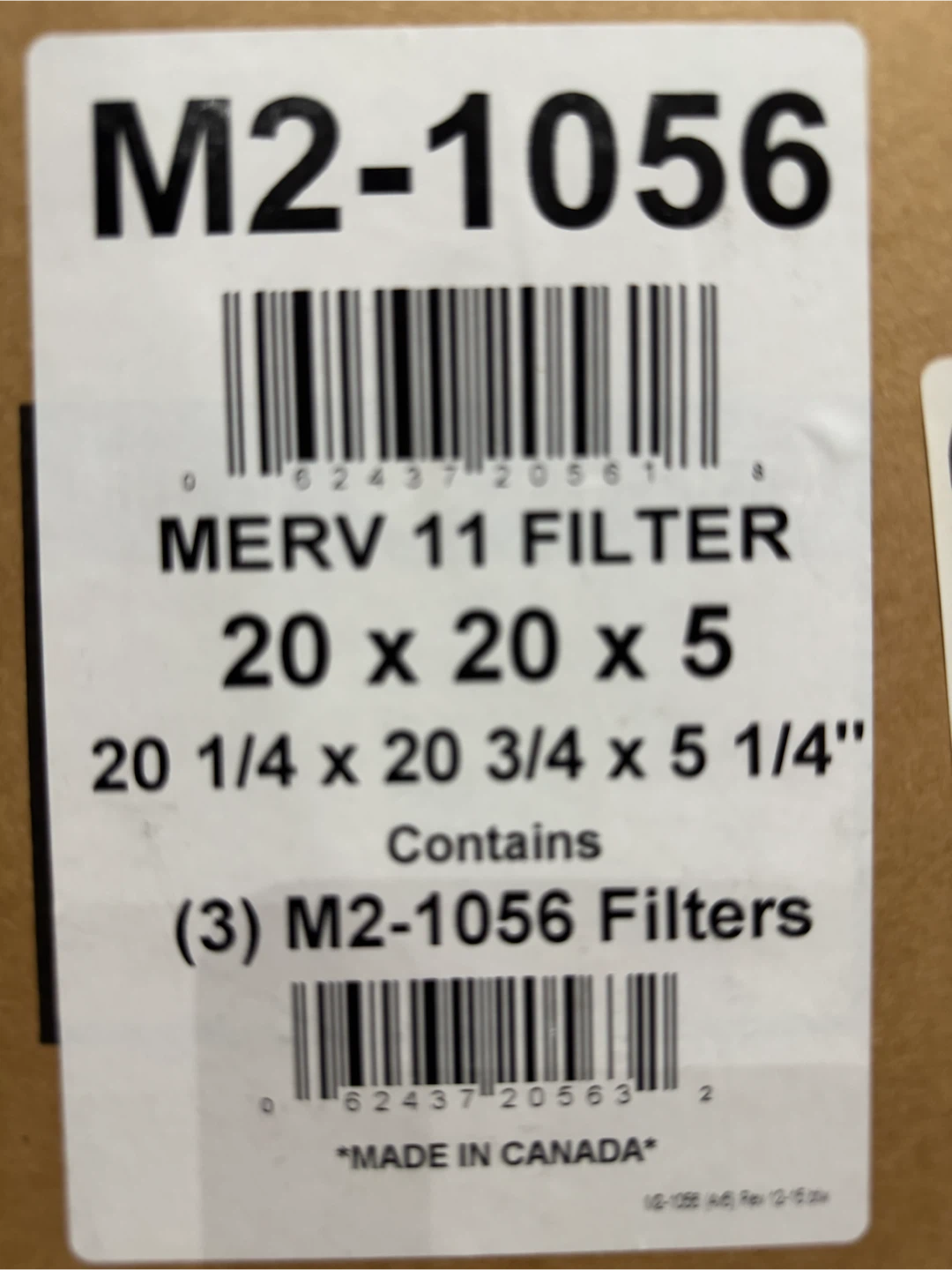 M2-1056 MERV 11 Air Filters (3 filters * 2 packs)