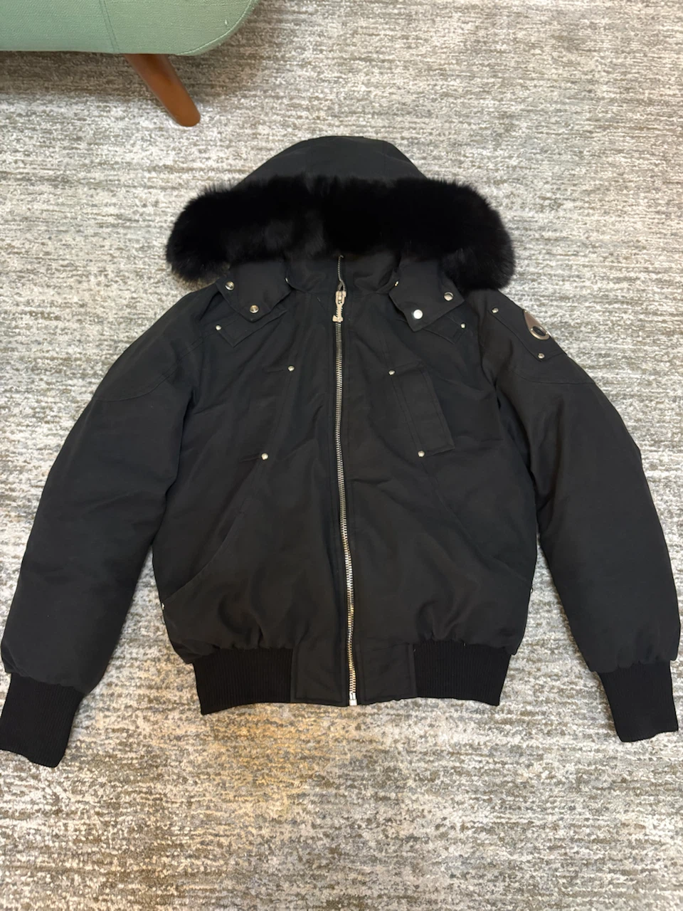 Moose Knuckles Down-Filled Bomber Jacket Black