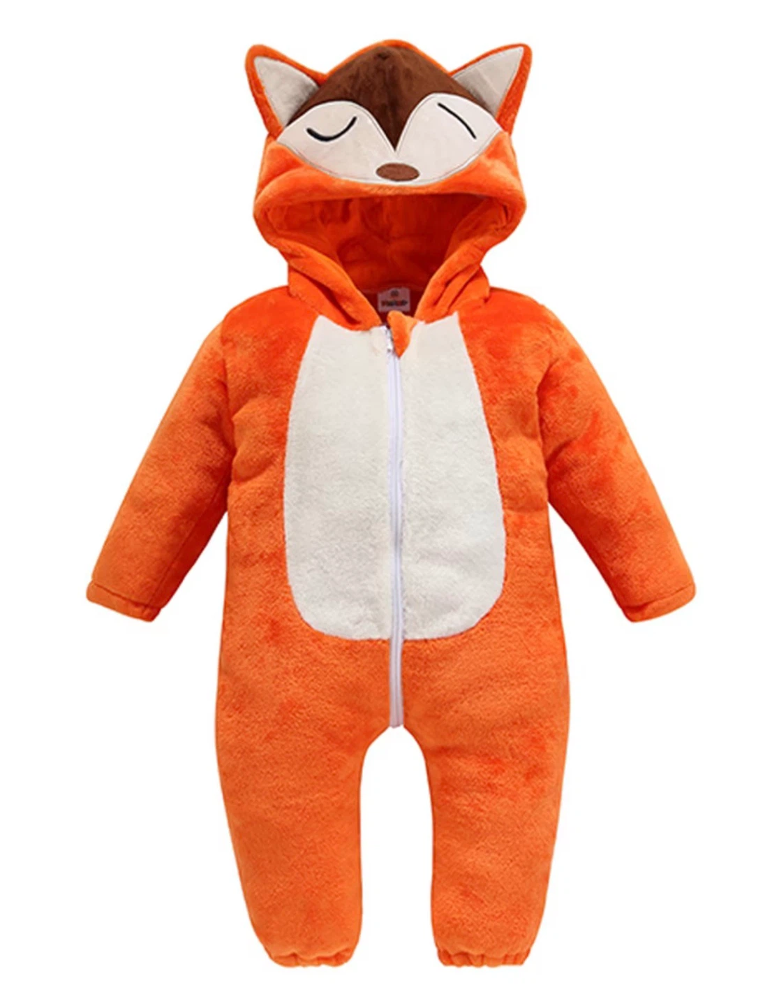 Baby Fox Hooded Flannel Onesie