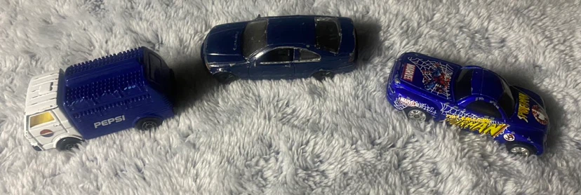 Vintage Diecast Toy Car Bundle (3 Cars - Marvel, Pepsi, BMW)