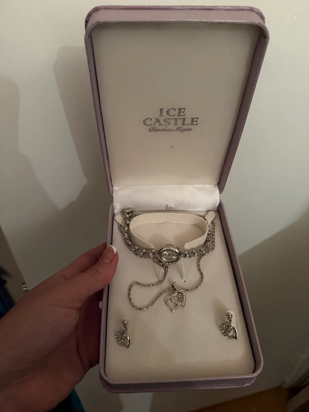 Unused Ice Castle Watch, Necklace and Earrings Jewlery set