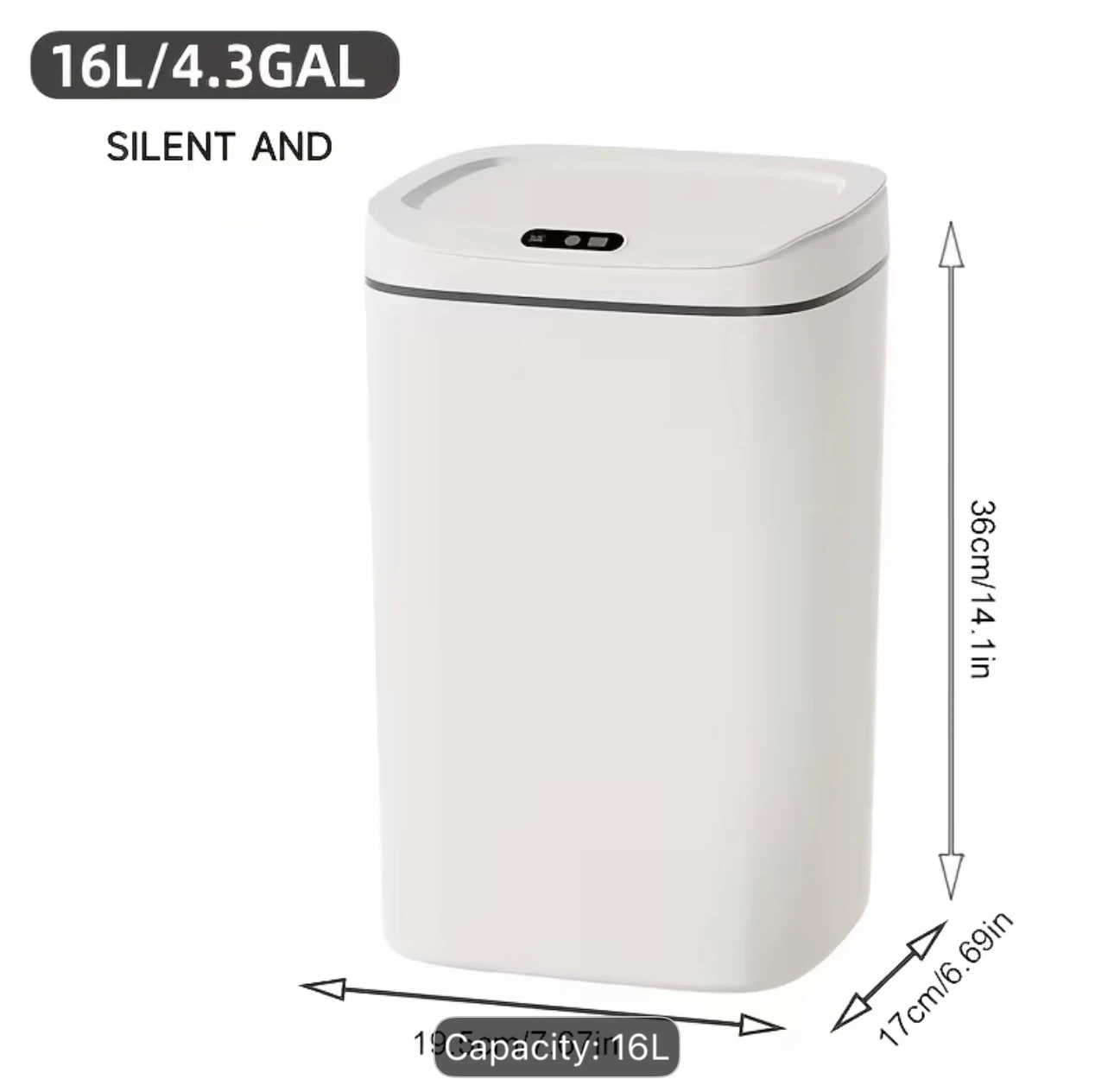 Automatic Sensor Trash Can 16L White - photo 3