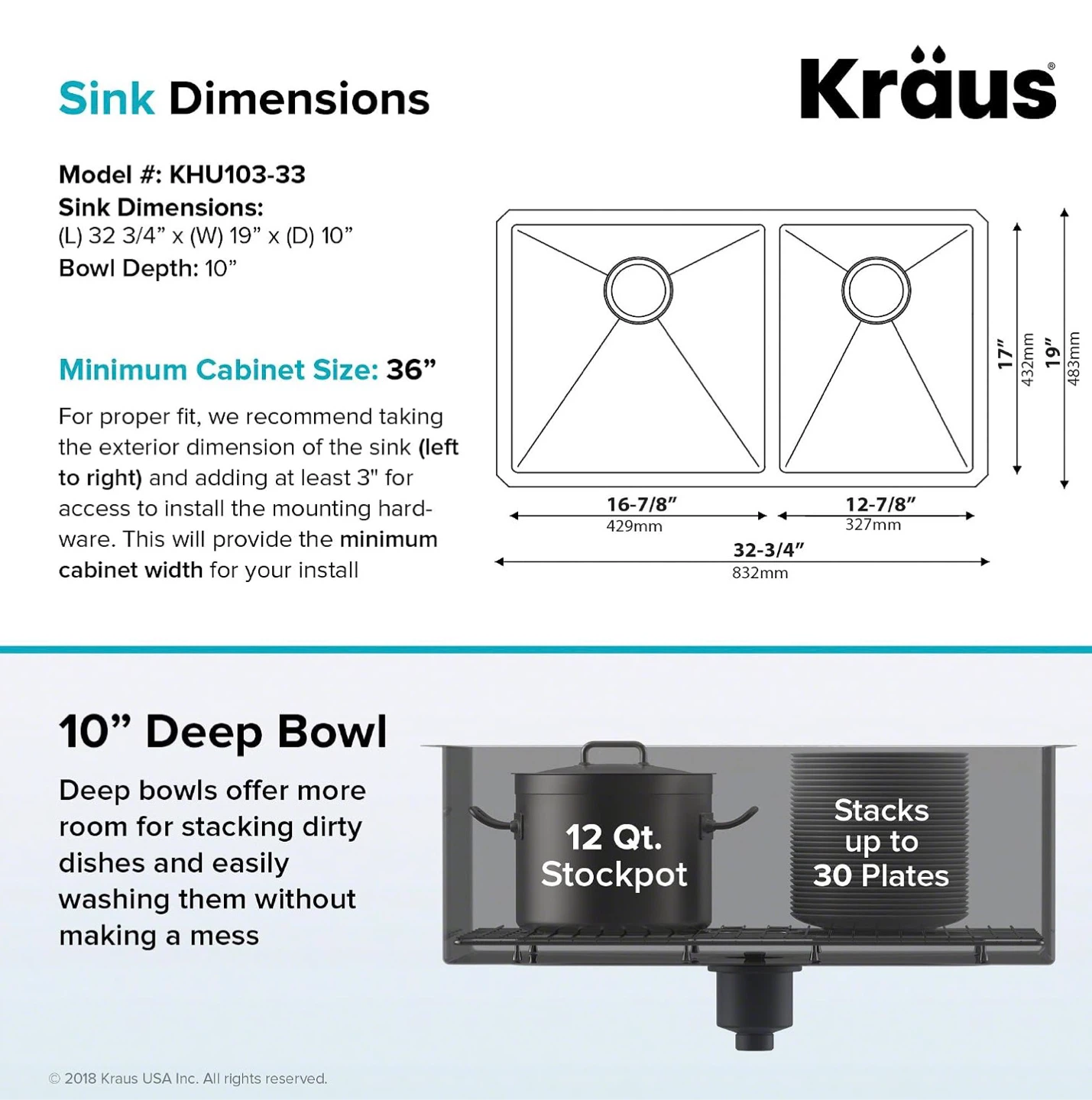 Kraus KHU103-33 Undermount Stainless Steel Kitchen Sink - photo 2