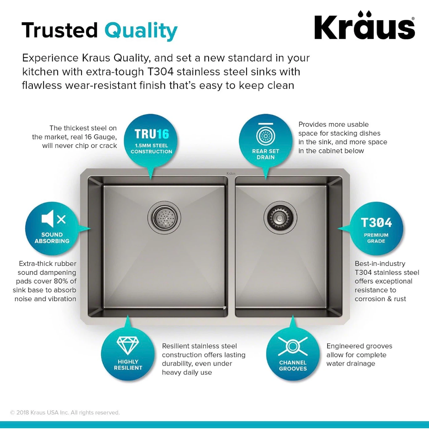 Kraus KHU103-33 Undermount Stainless Steel Kitchen Sink - photo 3