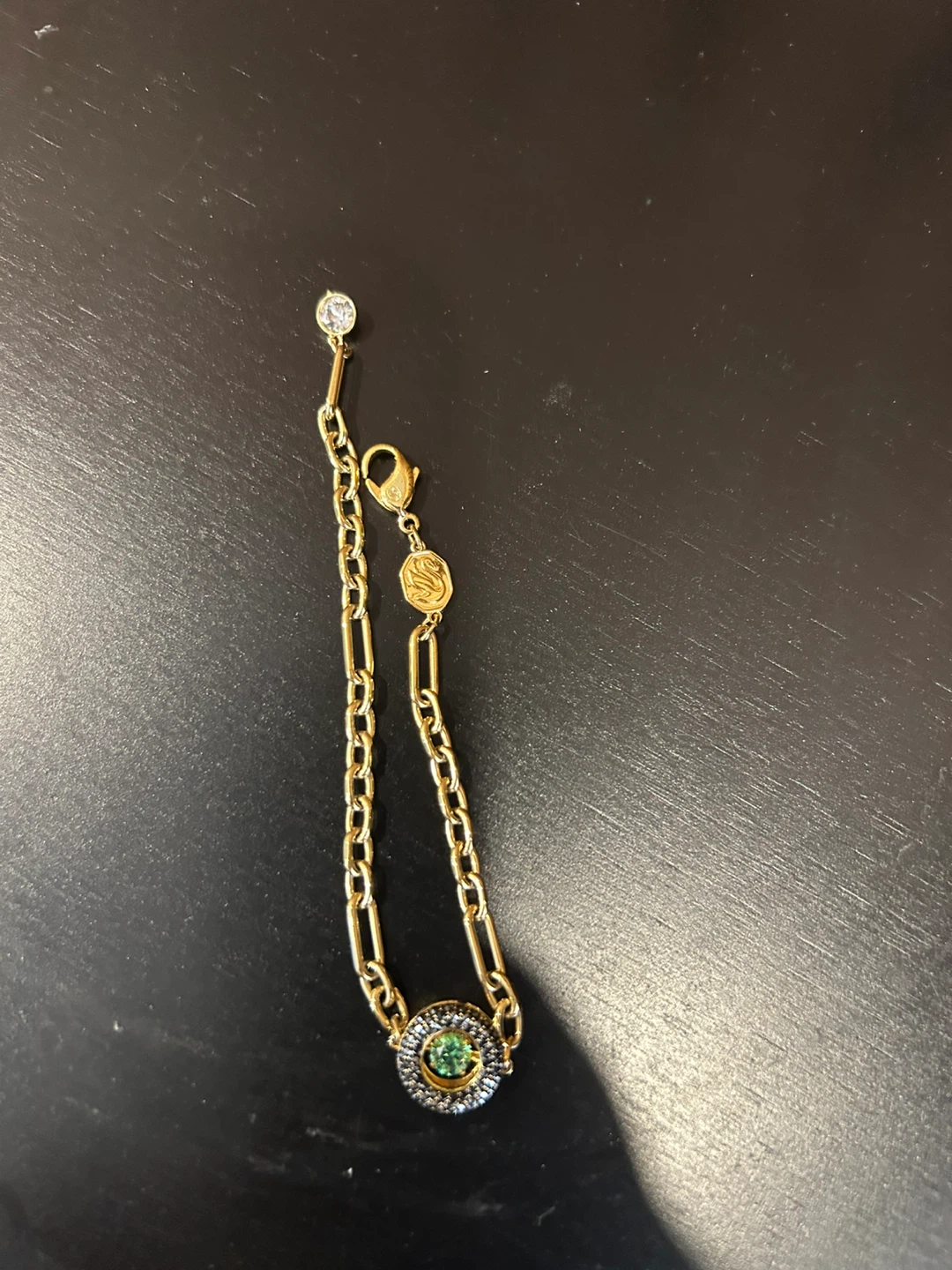 Swarovski Gold-Tone Bracelet with Green Crystal