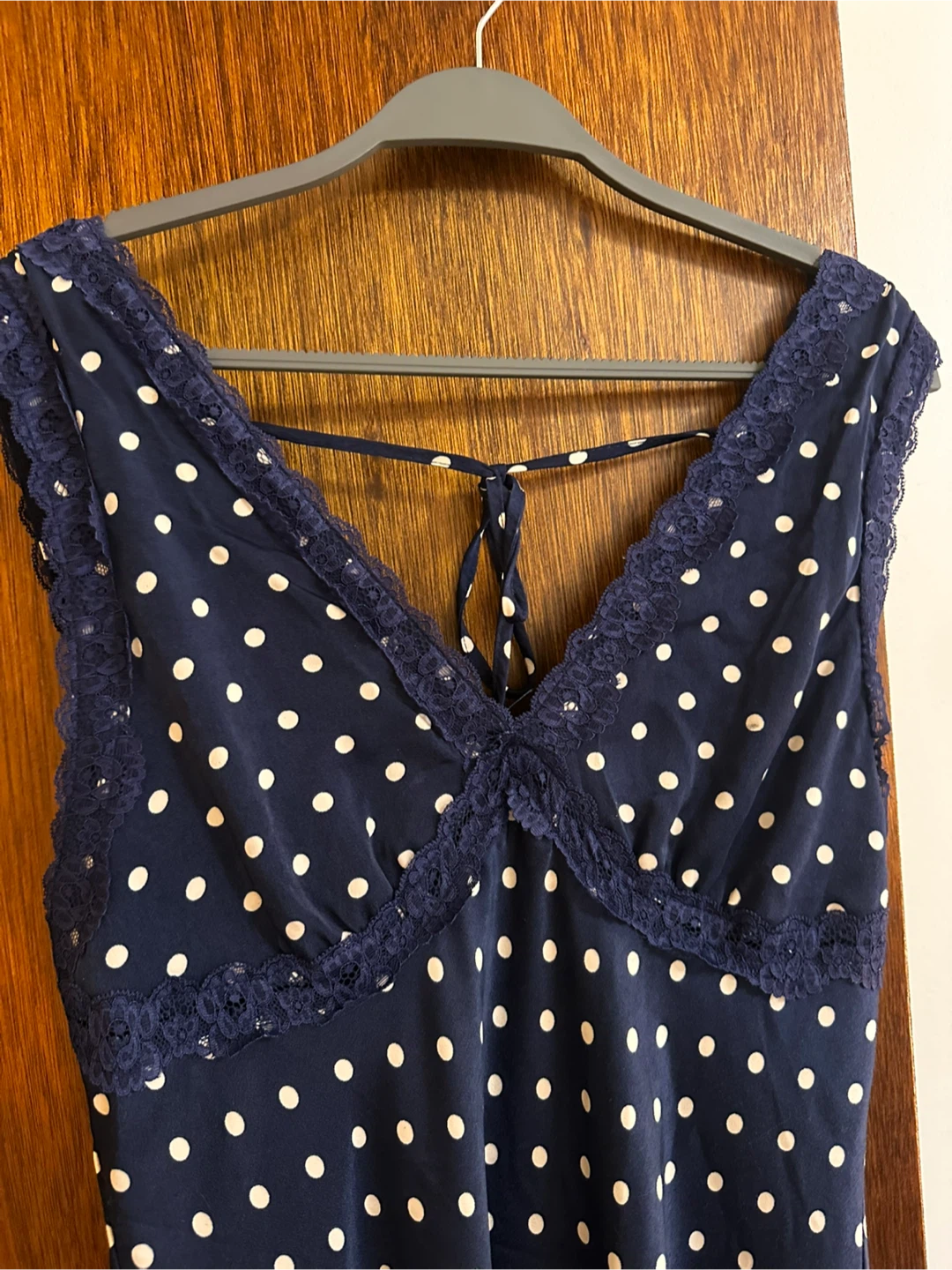 Navy Polka Dot Lace Detail Maxi Dress - photo 3