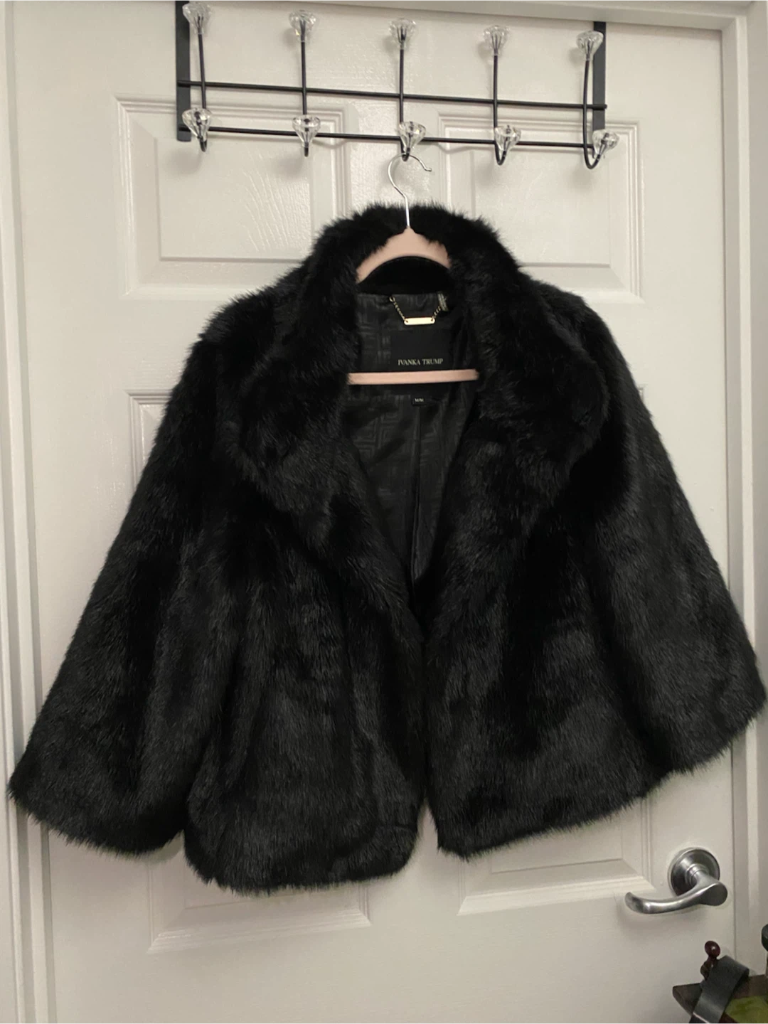 Ivanka Trump Faux Fur Jacket - Black - Size Medium