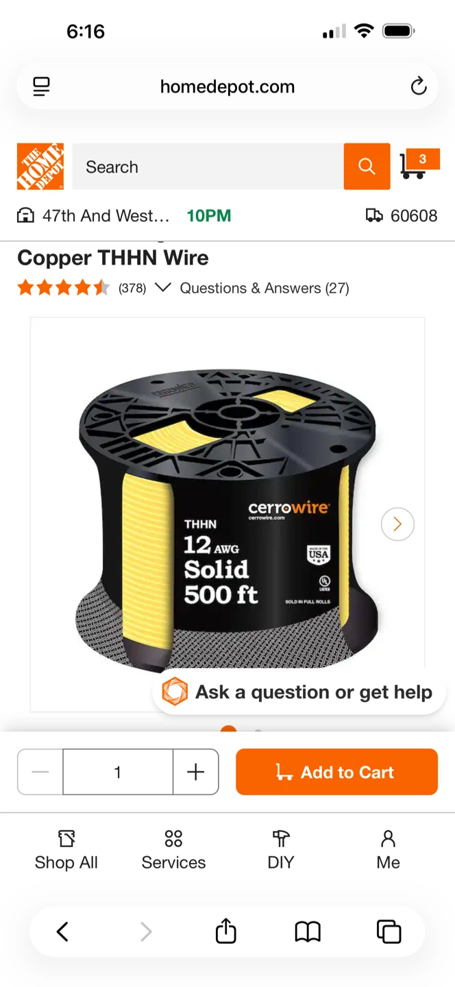Cerrowire 12 AWG Solid Copper THHN Wire 500 ft