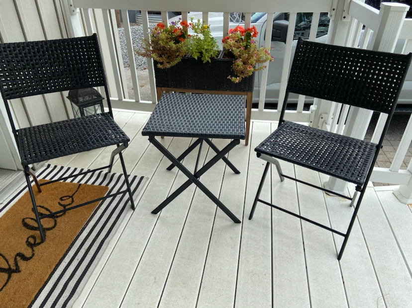 New 3-Piece Folding Patio Bistro Set PE Rattan Wicker Black - photo 2