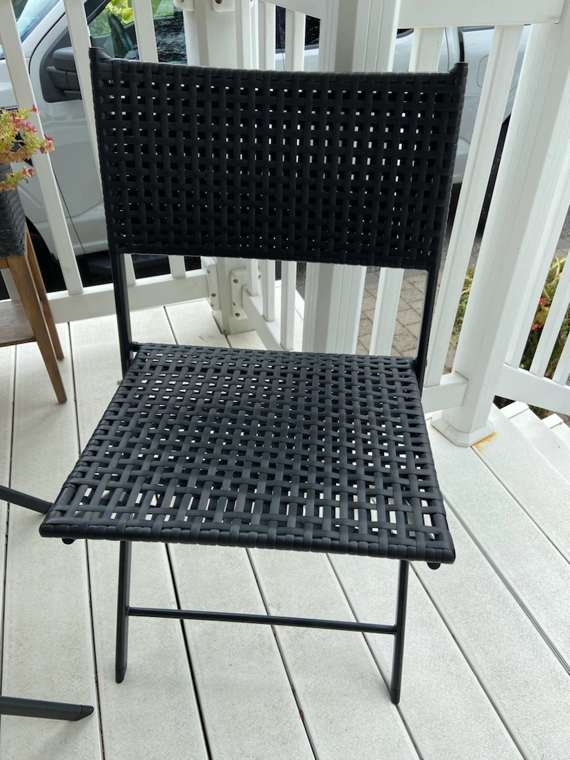 New 3-Piece Folding Patio Bistro Set PE Rattan Wicker Black - photo 3