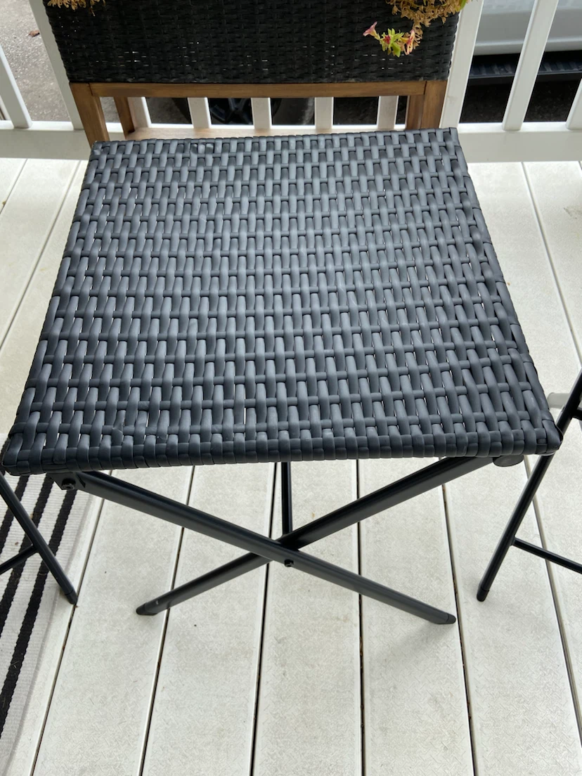 New 3-Piece Folding Patio Bistro Set PE Rattan Wicker Black - photo 4