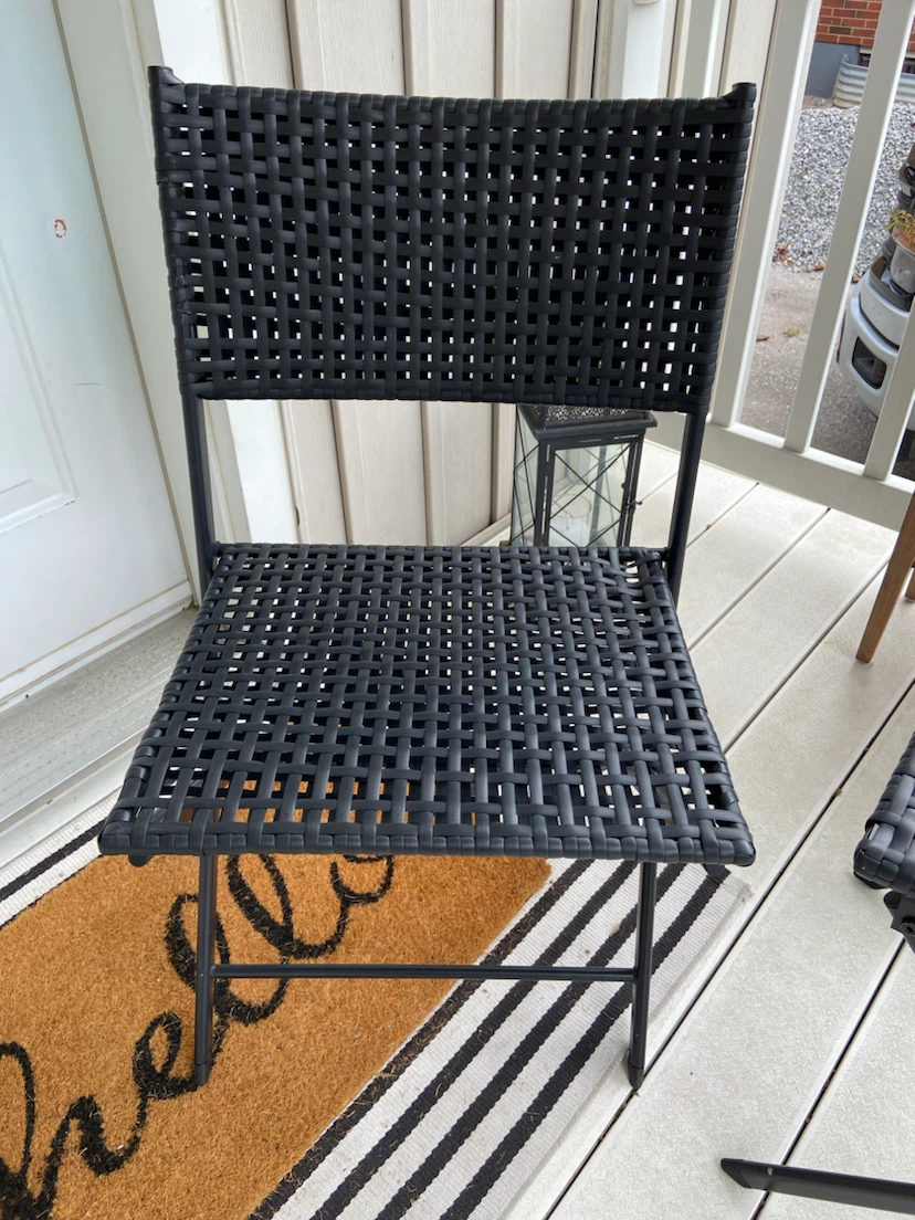New 3-Piece Folding Patio Bistro Set PE Rattan Wicker Black - photo 5