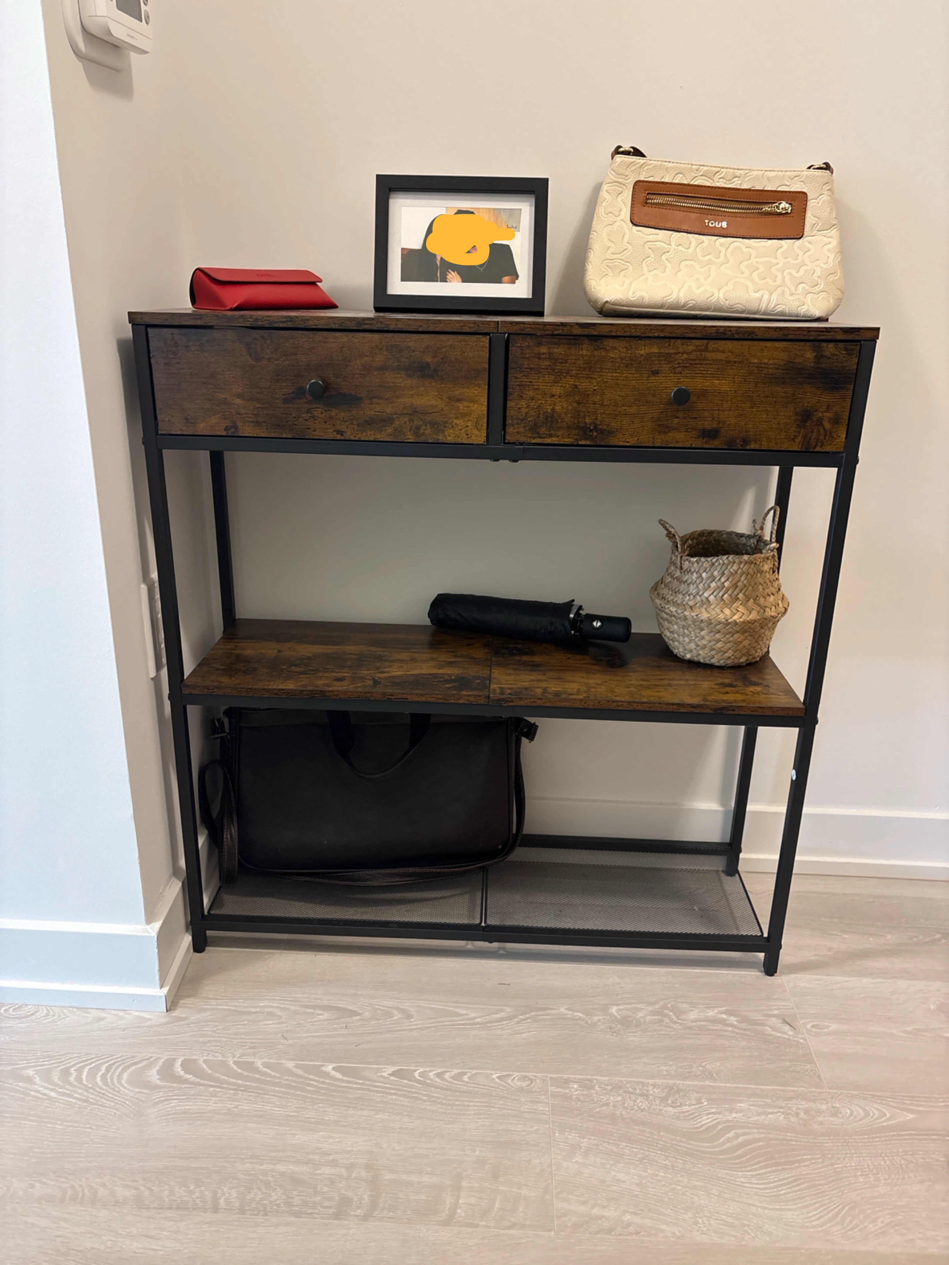 Industrial Style Console Table with Two Drawers