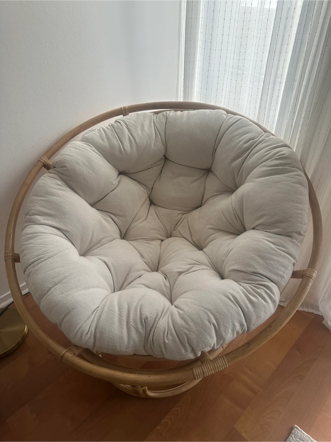 Rattan Papasan Chair with Cream Cushion - photo 2