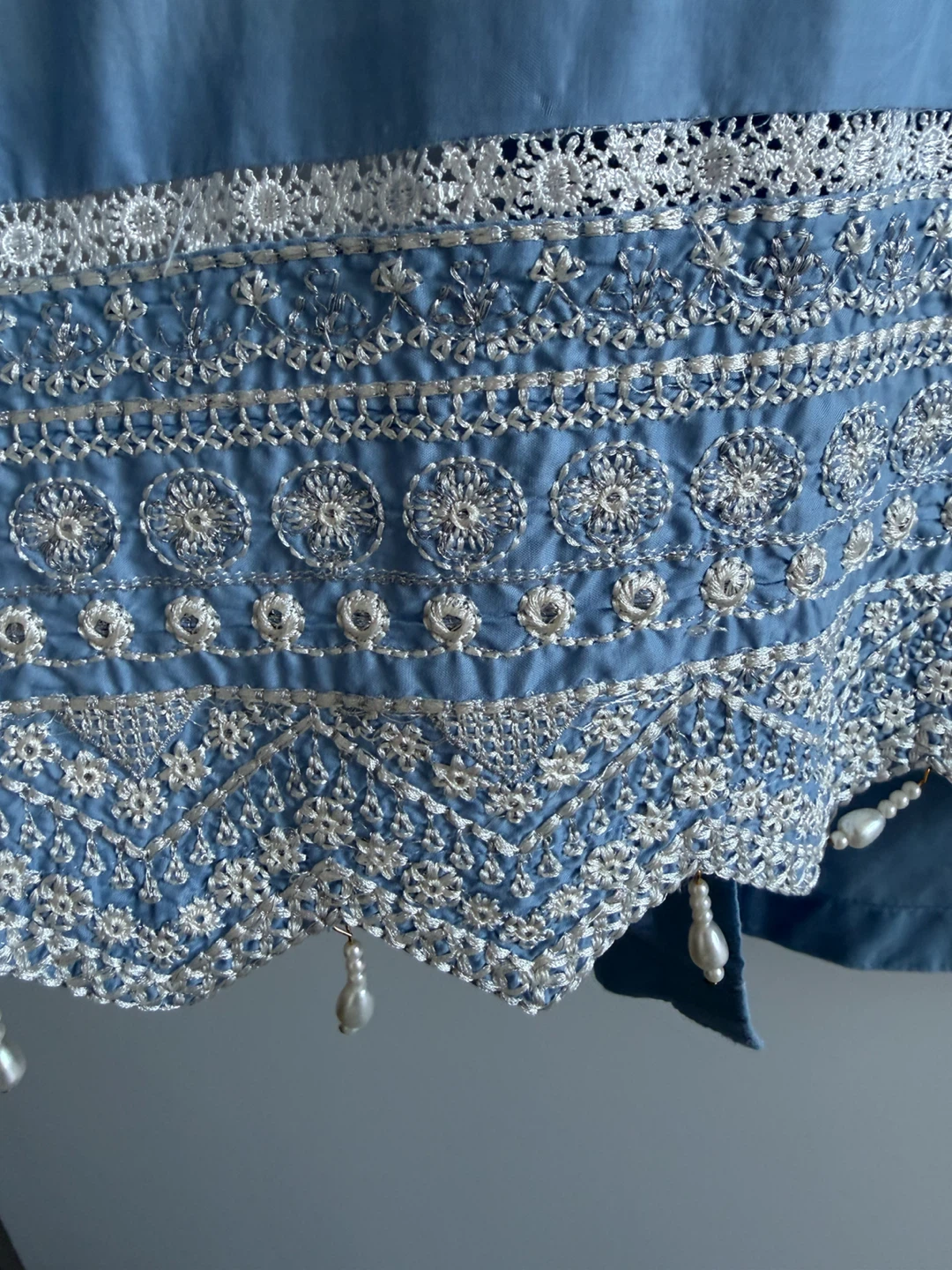 Sky-Blue Embroidered Kurti with Pants (2Pc) Lawn - photo 4